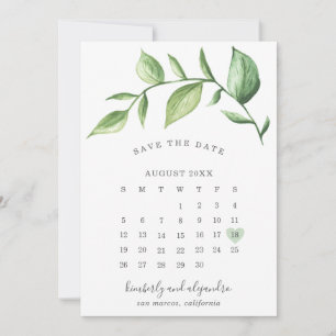 Rustikale Elegante Grüne Hochzeitsskalender Save The Date