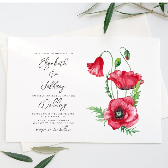 Rustikale elegante Hochzeit mit rotem Poppy Einladung (Von Creator hochgeladen)