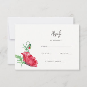 Rustikale elegante Hochzeit mit rotem Poppy RSVP Karte