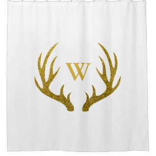 Rustikale Elegante Imitate Gold Glitzer Deer Antle Duschvorhang