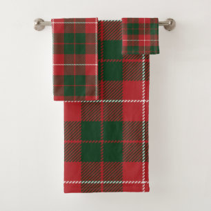 Rustikale elegante Karo Rot und Grün Tartan Badhandtuch Set