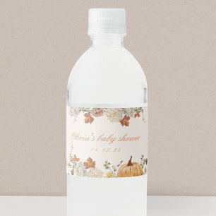 Rustikale elegante kleine Kürbis-Herbst-Baby-Party Wasserflaschenetikett
