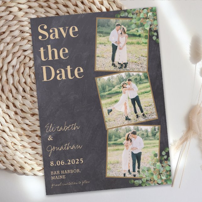 Rustikale Elegante Landschaft Custom 3 FotoCollage Save The Date (Von Creator hochgeladen)