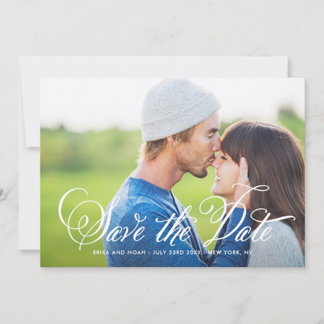Rustikale, elegante Script-Foto-Save the Date-Kart Save The Date (Vorderseite)