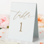 Rustikale, elegante Tischnummern Tischaufsteller<br><div class="desc">Gold Rustic Elegante Calligraphy Wedding Tischnummern</div>