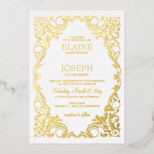 Rustikale elegante verzierte Rahmen Hochzeit Folieneinladung