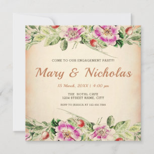 Rustikale Elegante Vintage florale Engagement Part Einladung