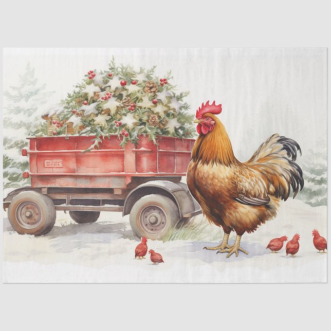 Rustikale Elegante: Weihnachtsbaumfarm & Chickens Seidenpapier (Vorderseite)