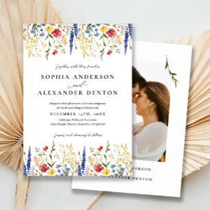 Rustikale Elegante Wildblume Klassische Hochzeit Einladung