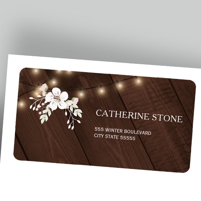 Rustikale, elegante Winterhochzeit | Stallholz Adressaufkleber (Von Creator hochgeladen)