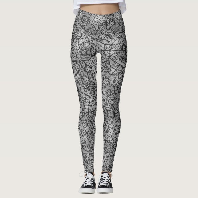 Rustikale Eleganz Abstrakte Komposition Leggings (Vorderseite)