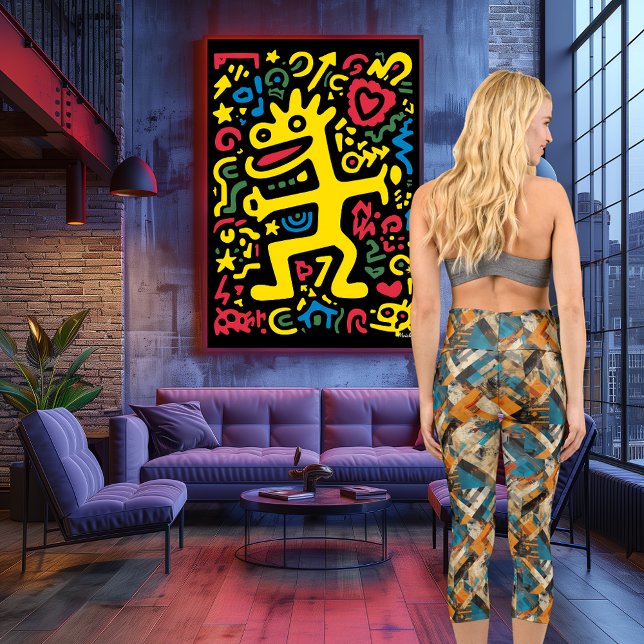 Rustikale Eleganz: Abstraktes Muster Earthy Geomet Capri Leggings (Von Creator hochgeladen)