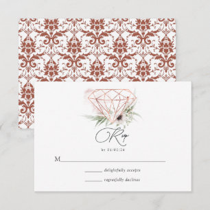 Rustikale Eleganz Bronze Geometrischer Diamant Hoc RSVP Karte