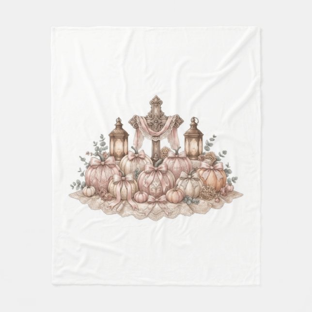 Rustikale Eleganz-Kürbisfeld-Wurfdecke Fleecedecke (Vorderseite)
