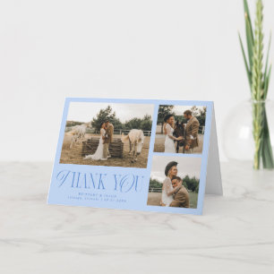 Rustikale Eleganz Mehrfach-Foto-Hochzeit Eisblau Dankeskarte