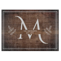 Rustikale Eleganz Monogramm Falsches Holz Schneidb