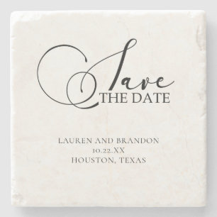 Rustikale Eleganz Save-the-Date-Kalligrafie Steinuntersetzer
