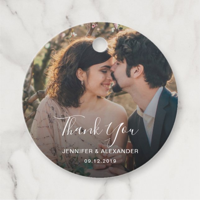 Rustikale Eleganz Vielen Dank Foto Country Hochzei Geschenkanhänger (Vorderseite)