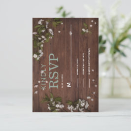 rustikale Elfenbein-Blumen-Holz-RSVP-Karte RSVP Karte