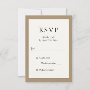 Rustikale Elfenbein-Kraft-Papier-Hochzeitskarten RSVP Karte