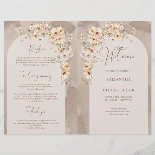 Rustikale Elfenbein-Wildblumen Boho Boho-Boarch-ge (Vorderseite)