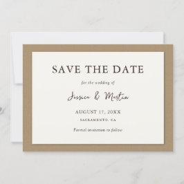 Rustikale Elfenbeinpresse rettet das Datum Save The Date