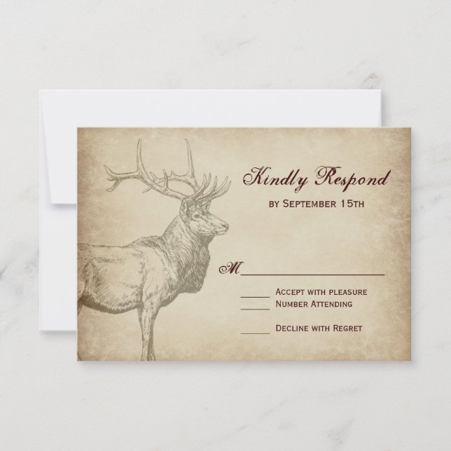 Rustikale Elk Wildlife Antlers Wedding RSVP Cards Karte (Vorderseite)