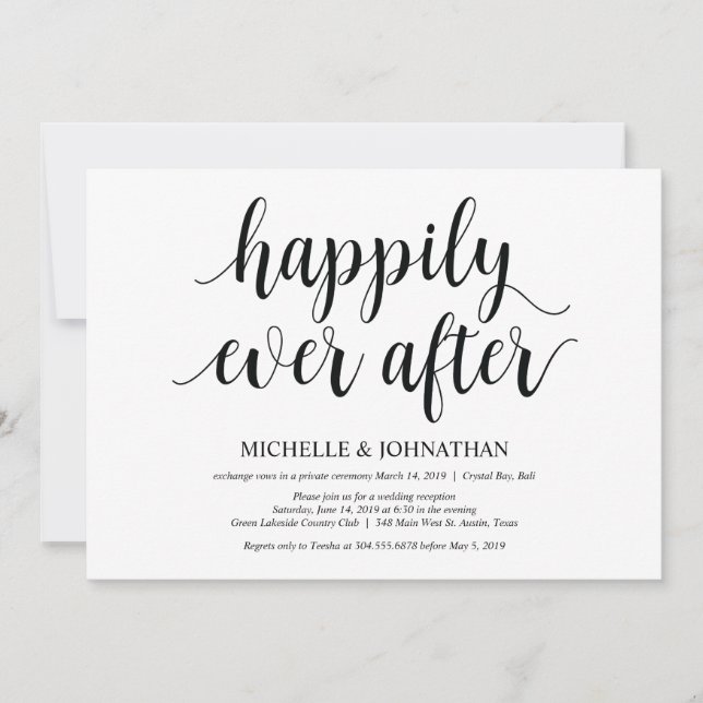 Rustikale Elopement Empfang Einladungskarte Einladung (Vorderseite)