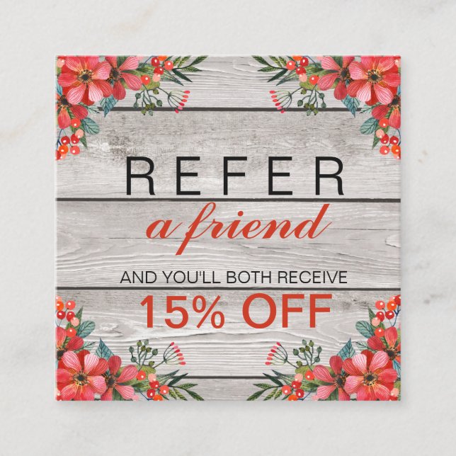 Rustikale Empfehlungskarte der Herbst-Blumen (Vorderseite)