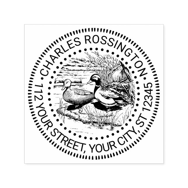 Rustikale Enten an der Wasserkante Rücksendeadress Permastempel (Design)