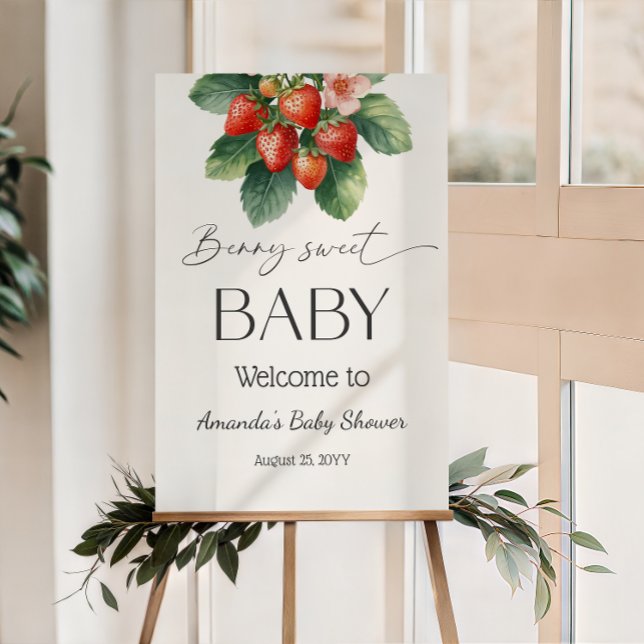 Rustikale Erdbeeren süße Baby Shower Begrüßung Poster (Von Creator hochgeladen)
