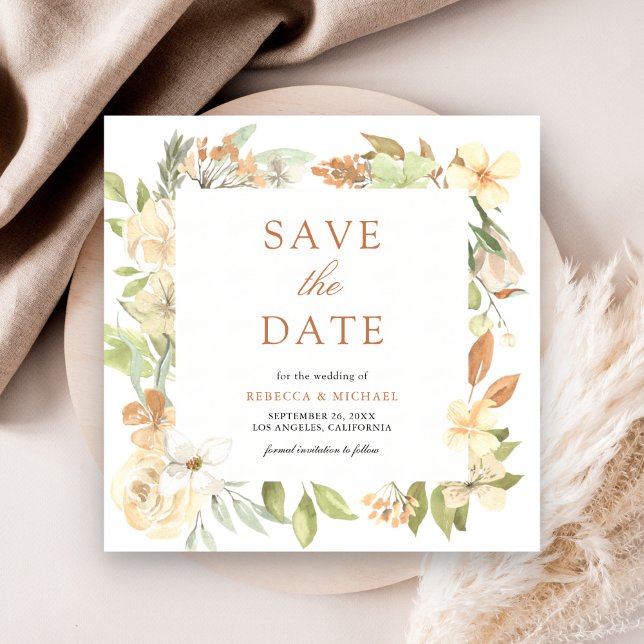 Rustikale, erdgeschweifte Pfirsichblütenhochzeit Save The Date (Von Creator hochgeladen)