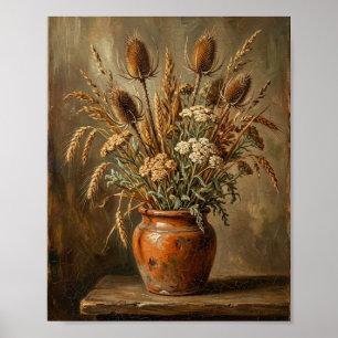 Rustikale Erdige Abstrakte Florale Botanische II Poster