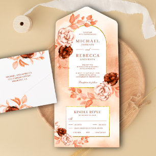 Rustikale Erdige Boho Florale Hochzeitsbogen Terra All In One Einladung