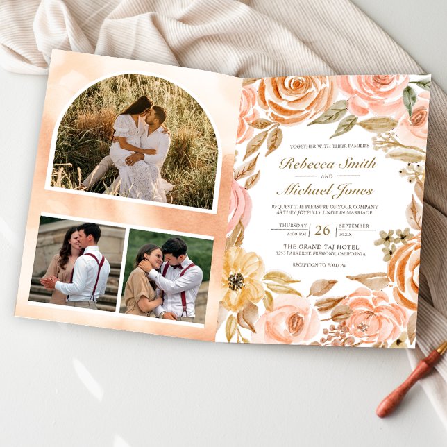 Rustikale, erdige Floral-Herbst-Hochzeit im QR-Cod Einladung (Von Creator hochgeladen)