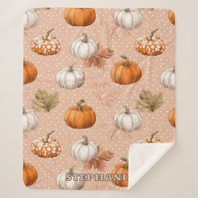 Rustikale Ernte Herbst - Pumpkins & Blätter Sherpadecke (Vorderseite)