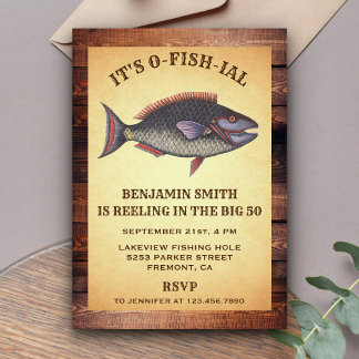 Rustikale Erwachsene Fischen Geburtstagsparty Einl Einladung