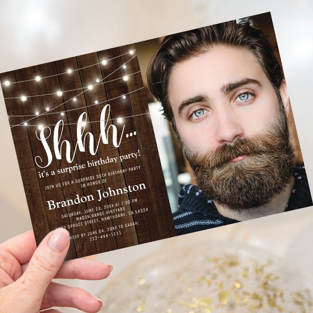 Rustikale Erwachsenenüberraschung Geburtstagsparty Einladung (Von Creator hochgeladen)