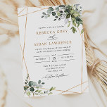 Rustikale Eukalyptus-Blätter Grüne Goldhochzeit Einladung<br><div class="desc">Diese elegante Kollektion bietet gemischte Aquarellfarben-Blätter,  gepaart mit einem klassischen Serif & feinen Sans-Schriftart in Schwarz,  mit einem Monogramm auf der Rückseite. Matching-Elemente verfügbar.</div>