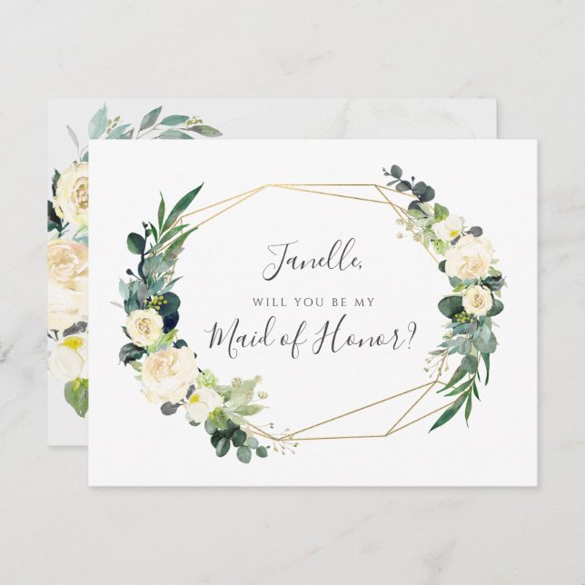 Rustikale Eukalyptus-Creme-Rose Seien Sie meine Tr Einladung (Vorne/Hinten)