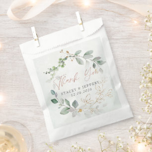 Rustikale Eukalyptus-Gold-Kalligrafie-Hochzeit Geschenktütchen