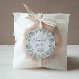 Rustikale Eukalyptus Green Wedding Vielen Dank Runder Aufkleber