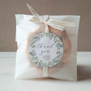 Rustikale Eukalyptus Green Wedding Vielen Dank Runder Aufkleber