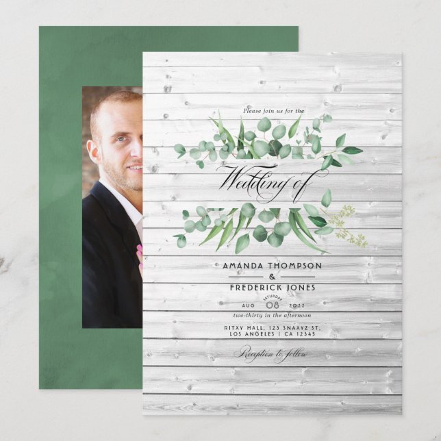 Rustikale Eukalyptus Greenerity Country Barn Weddi Einladung (Vorne/Hinten)