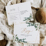 Rustikale Eukalyptus Greenerity Gold Frame Wedding Postkarte<br><div class="desc">Diese individuell gestaltbare RSVP-Karte,  die sich mit unserer Hochzeitskollektion Rustic Greenery abstimmt,  zeichnet sich durch die Mischung von botanischen Aquarellen aus,  moderne Kalligraphie-Schrift gepaart mit einem klassischen Serif-Schriftart in Schwarz aus. Matching-Elemente verfügbar.</div>