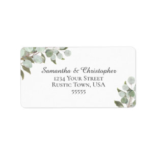 Rustikale Eukalyptus & Greenerity Hochzeitsadresse Adressaufkleber