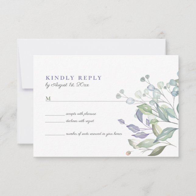 Rustikale Eukalyptus Greenerity Wedding RSVP Card Karte (Vorderseite)