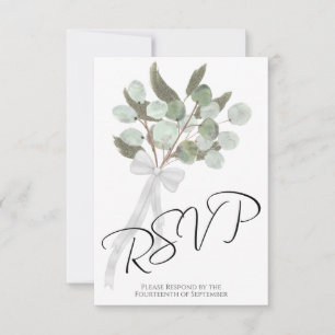 Rustikale Eukalyptus & Greenery Bouquet Chic Weddi RSVP Karte