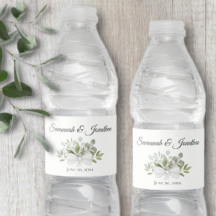 Rustikale Eukalyptus & Greenery Bouquet Wedding Wasserflaschenetikett