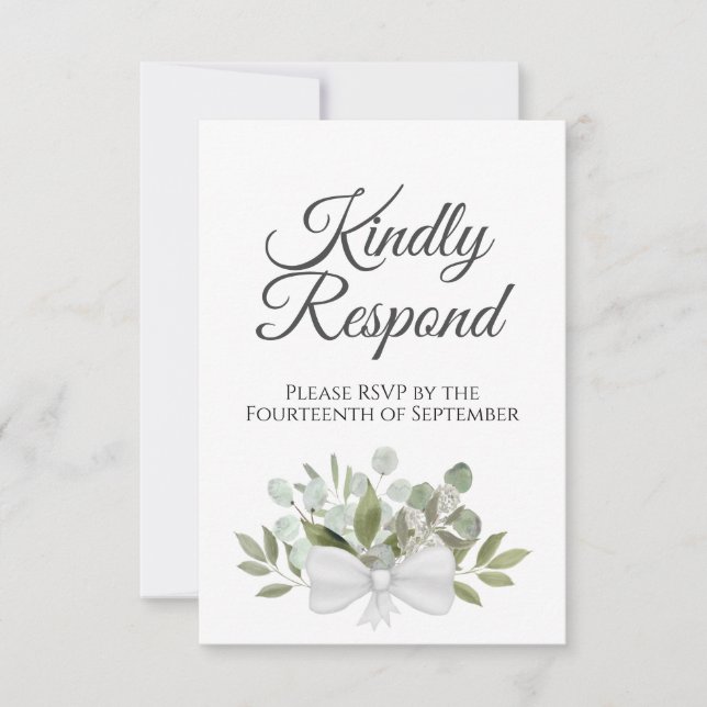 Rustikale Eukalyptus & Greenery Sage Green Wedding RSVP Karte (Vorderseite)